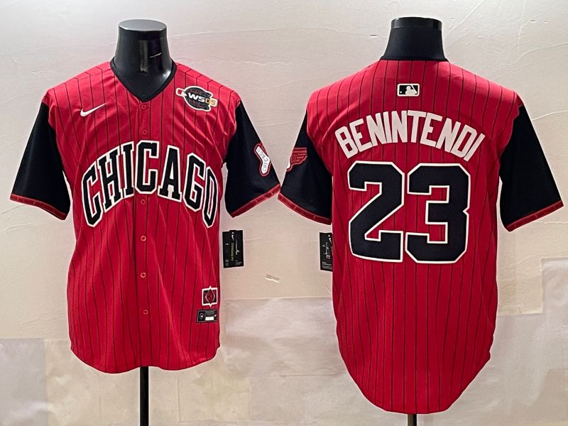 Men Chicago White Sox #23 Benintendi Red Stripe Joint Name 2025 Nike MLB Jersey style 8